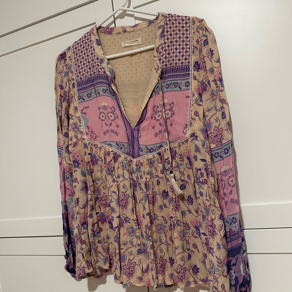 Spell Purple and Cream Paisley Blouse